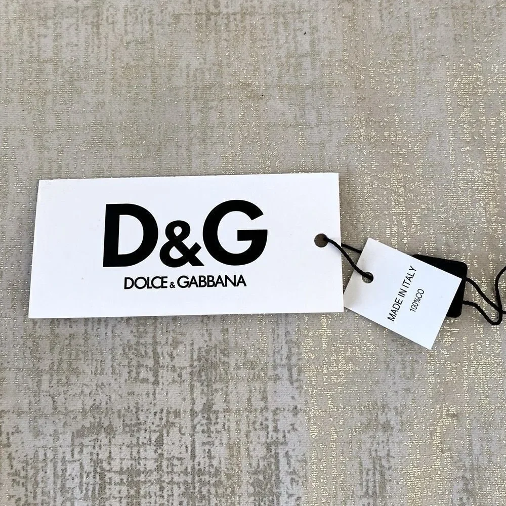 DOLCE & GABBANA Beige Canvas & Metal Keychain with Box & Paperwork. EUC!
